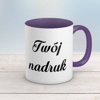 Kubek CLASSIC z fioletowym wnętrzem i uszkiem z Twoim nadrukiem