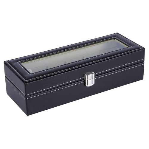 Pudełko Organizer Etui Pojemnik na Zegarki Czarne Przechowywania Zegarków na Arena.pl