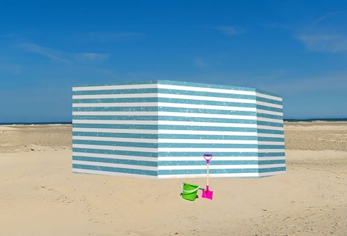 PARAWAN PLAŻOWY Niebieskie paski z indywidualnym napisem 5 PANELI 59.5 na Arena.pl