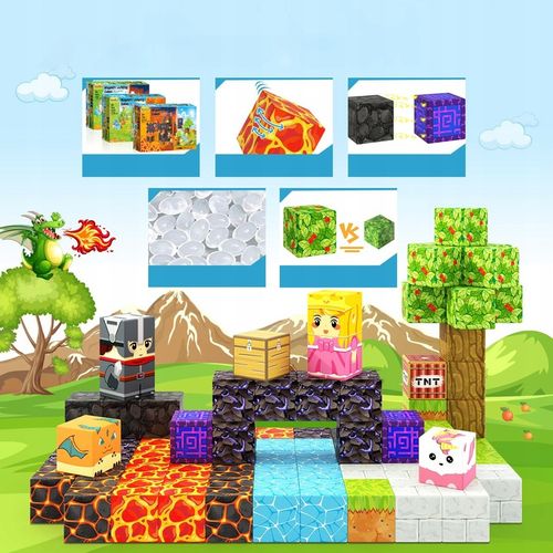 KLOCKI MAGNETYCZNE bloki MOCNE na magnes Zestaw 79 sztuk KLOCKÓW na Arena.pl