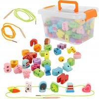 LT331 DREWNIANE KLOCKI LITERY CYFRY OBRAZKI MONTESSORI