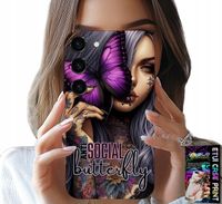 ETUI DO SAMSUNG GALAXY S23 - ANTI SOCIAL BUTTERFLY RÓŻOWY MOTYL + SZKŁO