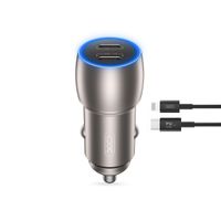 XO ładowarka samochodowa CC51 QC 40W 2xUSB-C SZARA + Kabel Lightning