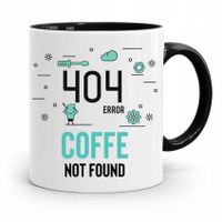 Kubek Czarny Informatyka Programisty 404 Not Found Z Nadrukiem Ze Zdjęciem