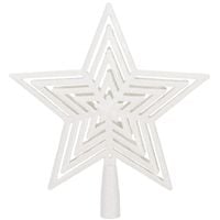Czubek na choinkę 23 cm szpic, ażurowa gwiazda biała brokatowa