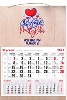 KALENDARZ 2025 jednodzielny DREWNIANY prezent nadruk dla gracza WALENTYNKI