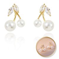 Kolczyki Wisienki Ze Stali Szlachetnej Pozłacanej 14K Złotem Cyrkonie,