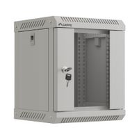 Szafa instalacyjna Rack wisząca 10" 6U 300x300x370 szara przeszklone drzwi