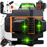 LASER KRZYŻOWY 4D Zielony Poziomnica Laserowa 16 linii 2xAKU + statyw 1,5m