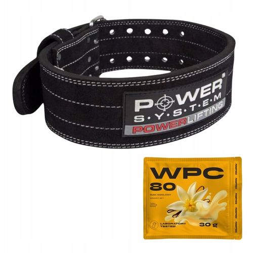 POWER SYSTEM PAS POWERLIFTING SKÓRZANY MOCNY TRÓJBÓJ M + nowmax WPC 80 30 g na Arena.pl