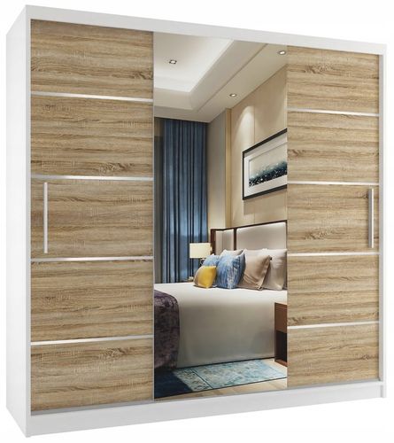 Szafa przesuwna PREMIUM z lustrem SZUFLADY 200 cm na Arena.pl
