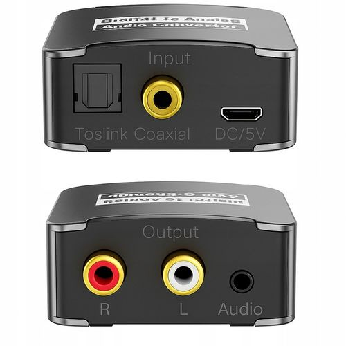 KONWERTER PRZEJŚCIÓWKA DAC ADAPTER OPTYCZNY COAXIAL TOSLINK DO 2x RCA na Arena.pl