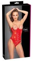 cottelli lingerie open cup corset m czerwony koronkowy komplet