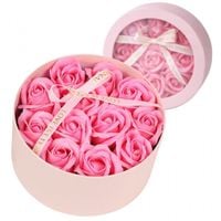 bukiet zapachowych kwiatów mydlanych w ozdobnym pudełku, różowe róże buk26r