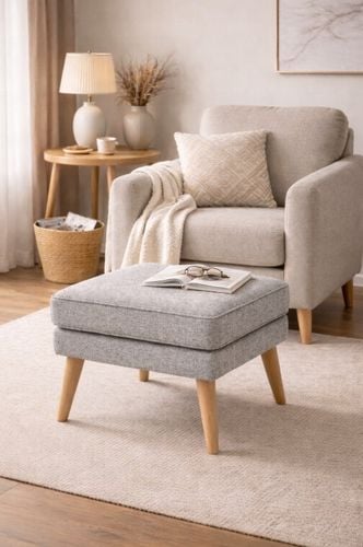 Pufa podnóżek skandynawski do fotela 45x45x43 szara na Arena.pl