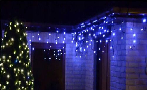Kurtyna Świetlna LED 120 Sople Niebieskie Flash Zewnętrzna IP44 8,7 m na Arena.pl