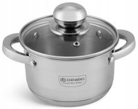 GARNEK Stalowy GRUBE 5x DNO z POKRYWKĄ 1,3L 14cm INDUKCJA Gaz 3002