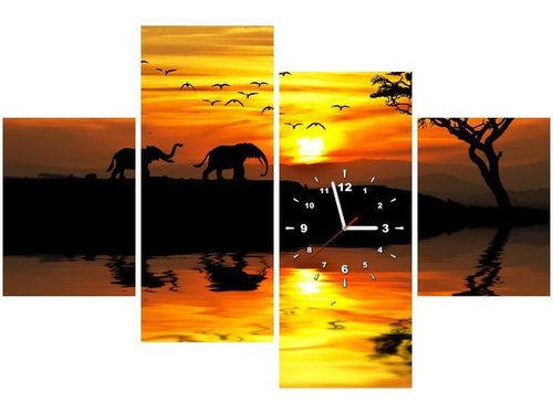120CM 80CM ZEGAR 4 ELEM AFRYKA OBRAZ ŚCIENNY na Arena.pl