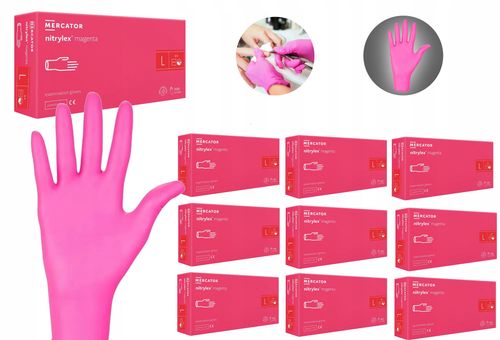 rękawice nitrylowe 100 szt. 9-l nitrylex magenta - 10 szt. na Arena.pl