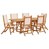 7-cz. zestaw mebli ogrodowych, lite drewno akacjowe i textilene