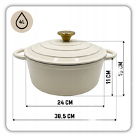 EMALIOWANY GARNEK ŻELIWNY 24cm 4L HAGE CREAM