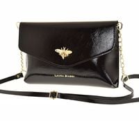 Laura Biaggi – torebka wizytowa kopertowa czarna lakierowana JS152