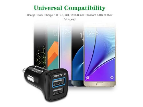ŁADOWARKA SAMOCHODOWA CHOETECH 2XUSB + KABEL USB-C na Arena.pl
