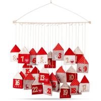 Kalendarz Adwentowy Świąteczny Wiszący Ścienny Filcowy Domki 70x60 cm