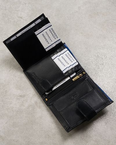 skórzany portfel męski na karty z systemem rfid protect— rovicky na Arena.pl