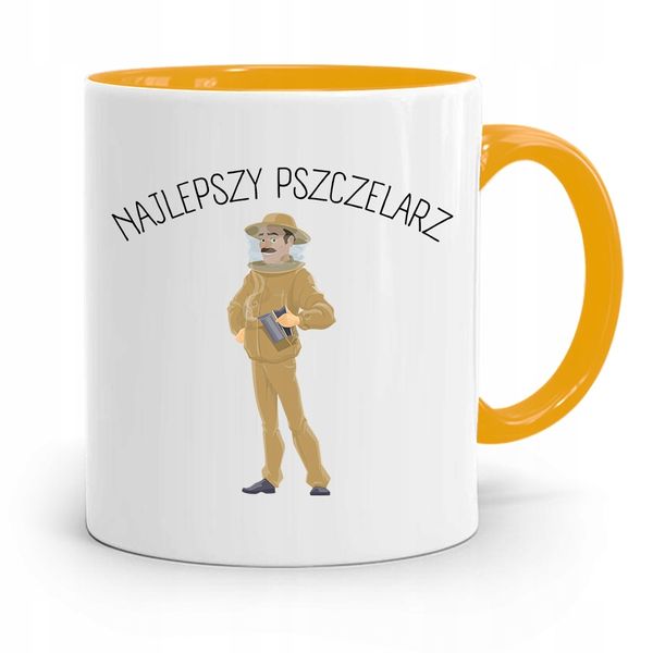 Kubek Zółty Dla Pszczelarza Najlepszy Pszczelarz Z Nadrukiem Ze Zdjęciem zdjęcie 1