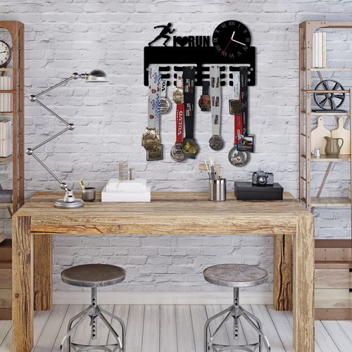 Wieszak na medale z zegarem I LOVE RUN twoje imię dowolny tekst 435.1 na Arena.pl