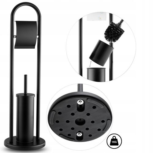 Stojak na papier toaletowy i szczotkę do WC czarny łazienkowy loft uchwyt na Arena.pl
