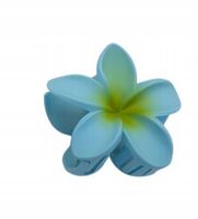 Piękna spinka klamra plastikowa kwiatek hawajski matowy niebieski 8cm