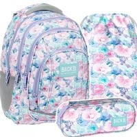 ZESTAW PLECAK SZKOLNY 5EL BACKUP DLA DZIEWCZYNY KWIATOWY KWIATY FLOWERS