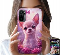 ETUI DO XIAOMI NOTE 10 / 10S - SŁODKA CHIHUAHUA NA RÓŻOWYM TLE KWIATAMI