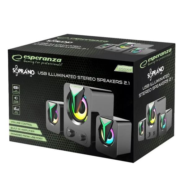 ESPERANZA GŁOŚNIKI 2.1 USB LED RAINBOW SOPRANO EGS107 zdjęcie 8