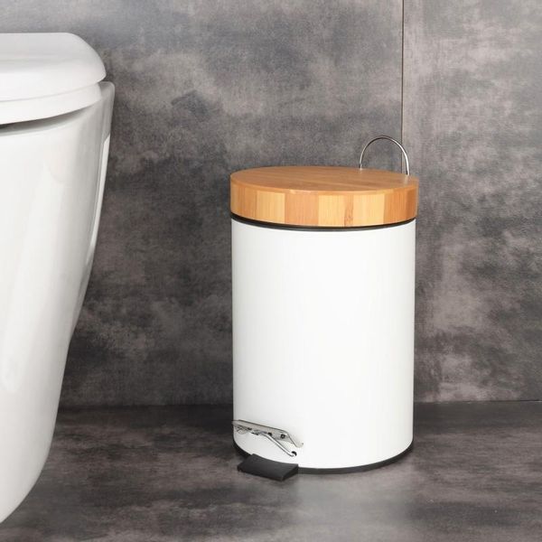 Zestaw kosz na śmieci - szczotka toaletowa do wc - biały bambus- Yoka na Arena.pl