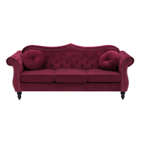 Sofa 3-osobowa welurowa bordowa SKIEN
