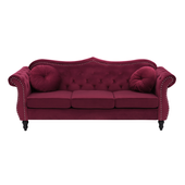 Sofa 3-osobowa welurowa bordowa SKIEN