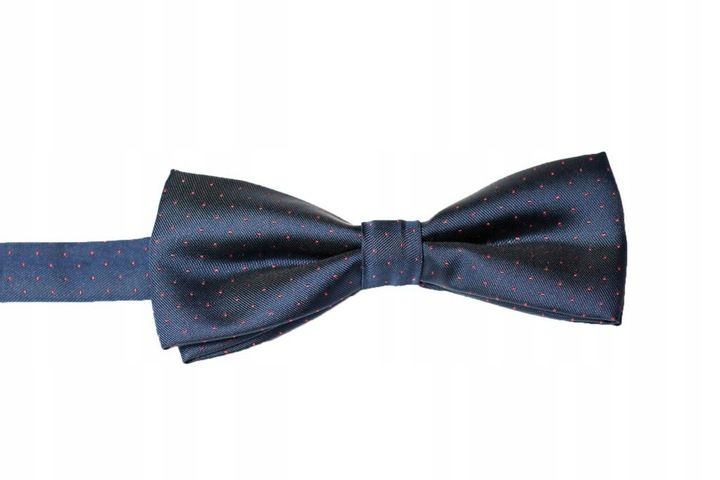 Elegancka mucha męska granatowa czerwone punkty zdjęcie 2