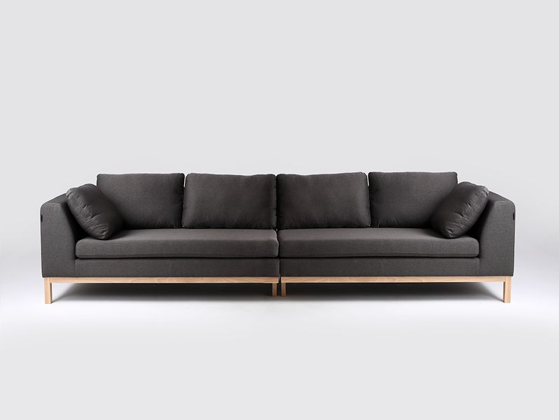 Sofa AMBIENT WOOD 4 osobowa - czarny, naturalny, sofa modułowa zdjęcie 2