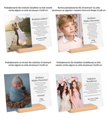 Podziękowanie ślub wesele ramka zdjęcie szkło A4 na Arena.pl