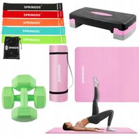 ZESTAW DO ĆWIECZEŃ STEP+MATA+GUMY+HANTLE AREOBIK FITNESS SPORT DLA KOBIET