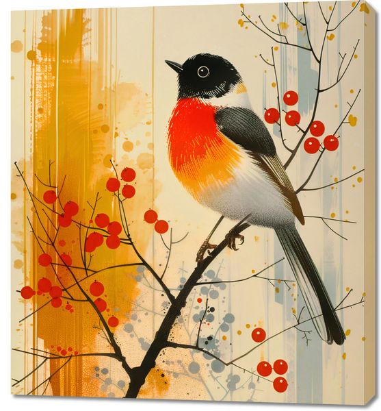 Obraz 90x100cm Jesienny Rudzik zdjęcie 1