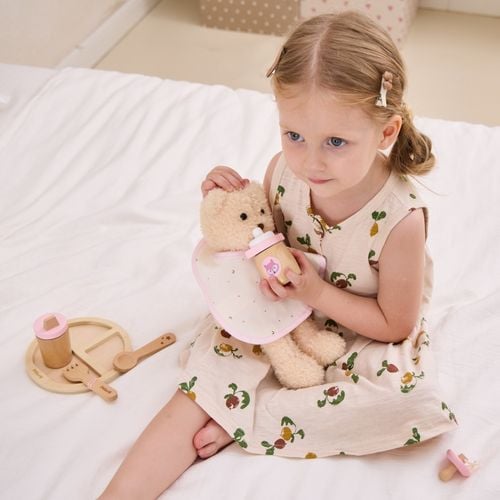 VIGA PolarB Drewniany Zestaw do Karmienia Lalki Torba - z Butelką i Śliniaczkiem na Arena.pl