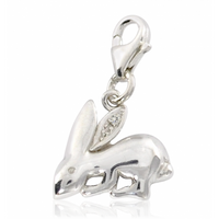 SREBRNY CHARMS ZAJĄCZEK Z CYRKONIĄ PRÓBA SREBRA 925