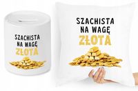 Dla Szachisty Zestaw Poduszka + Skarbonka Z Nadrukiem Ze Zdjęciem