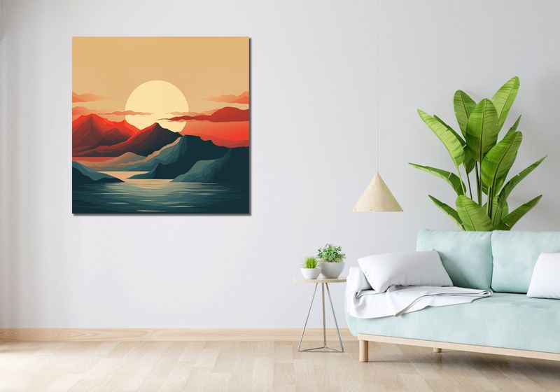 Obraz 100x100cm Zachód Słońca nad Górami zdjęcie 2