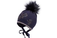 Jamiks TESKA czapka wiązana merino granat 46-48