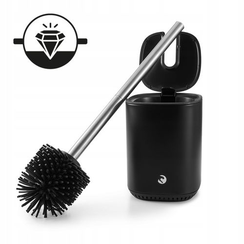 SZCZOTKA DO WC SILIKONOWA CZARNA TOALETOWA STAL NIERDZEWNA METALOWY STOJAK na Arena.pl